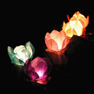 新款红色阻燃纸质荷花莲花灯河灯水灯许愿祈福灯 含蜡烛厂家直销