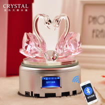 Bluetooth Crystal Swan Rotating Music Box Glowing Childrens Day Gifts for Girls Birthday Gifts Graduation Creative