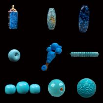 Shiyan Yungai Temple Wulan Flower Jade High Porcelain Blue Net Flower Iron Line Turquoise Raw Ore Bagel Tian Beads