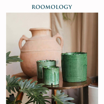 Roomology Morocco imported handmade natural bean wax French essential Oil Aromatherapy Green glazed pottery jar Candle gift