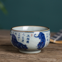 Jingdezhen with the inner painting of the year of the Tiger ceramic Tiger Cup Tea Bowl Tea Cup Tiger old pottery mud Cup