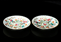 (Rong Baozhai) Pastel flower pattern flower mouth plate a pair of literary Miscellaneous