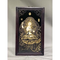 Porcelain plate painting black bottom silk enamel (Guanyin) Thangka hanging screen-YZ27567