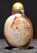 Natural Crystal inclusions painted snuff bottle To the Buddha