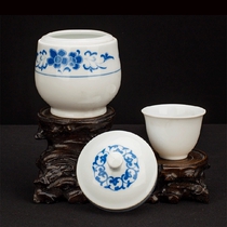 The Preservation Collection Department 80s uses porcelain Hongjiang ball clay glaze under blue color green flower warm wine stove tea leaf jars swaying pieces