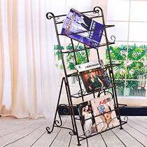  Magazine rack Newspaper rack Book and newspaper rack Data rack Floor-to-ceiling European wrought iron creative publicity display shelf three-dimensional bookshelf