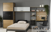 Study room Bedroom storage combination Elvis style steel wood furniture set Bed writing desk Wardrobe ASW1002