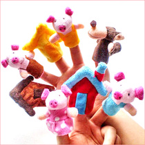Three small pig toddlers puppets 3 piglets classic stories finger puppets Giant Grey Wolvergrass House Creative Dolls