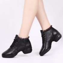 Niu Baidao spring and summer leather square dance shoes womens soft bottom breathable dance shoes womens height dance shoes sailors dance shoes