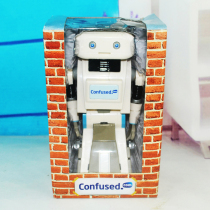 CONFUSED cartoon image robot electronic voice toy robot model