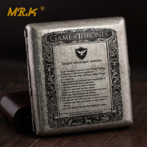 Ancient silver knurled Ice and Fire song cigarette box retro nostalgia 20 ultra-thin men trend creative storage gift