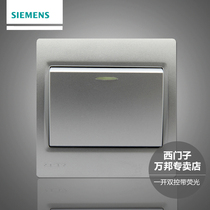 Siemens one-open dual-control fluorescent switch socket smart metal silver 86 type household wall power panel