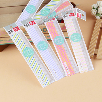 得力文具6233直尺15cm波浪线学生直尺子简约塑料波普风尚条纹文具