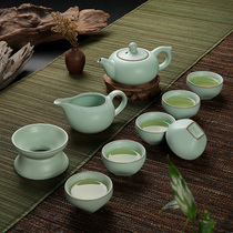 A complete set of open pieces of Ru porcelain tea tea set Teapot tea cup ceramic kung fu tea set