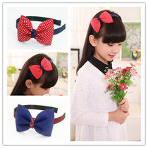 South Korea imported childrens hair band Large and medium-sized girls baby headband student bow with toothed non-slip hairpin