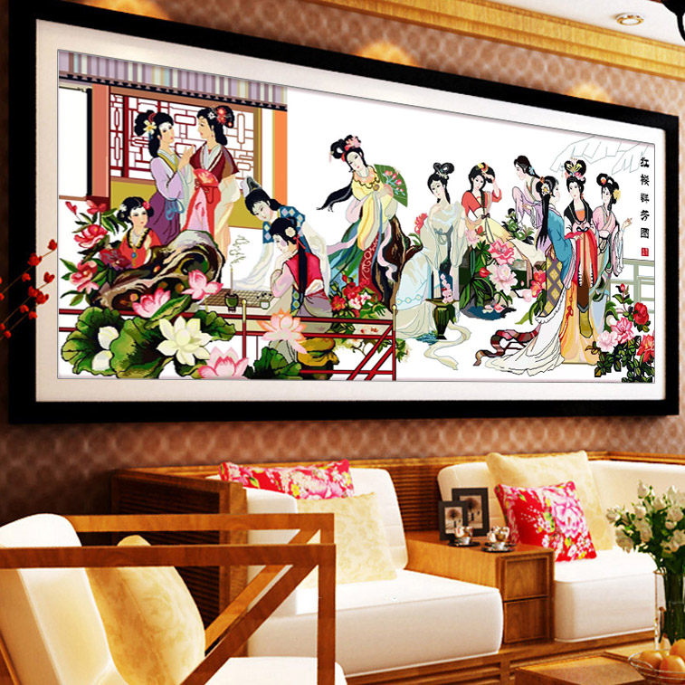 红楼群芳图十字绣客厅画-红楼群芳图十字绣客厅画促销价格、红楼群芳图
