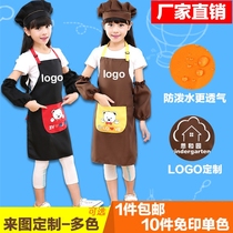 Childrens apron painting clothes waterproof custom middle school children Korean art painting Primary School printed logo