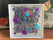 Painted purple bubble grain glass tile partition glass brick partition factory direct glass brick