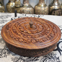 Pakistan walnut 9-inch three-dimensional carved retro dried fruit candy box with lid factory direct sales BM51