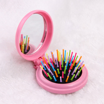 Children adult rainbow mini flap air cushion curly hair massage comb creative portable folding makeup mirror