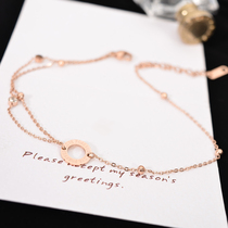 European and American style simple fashion new rose gold circle anklet womens titanium steel hypoallergenic foot ring foot chain jewelry products