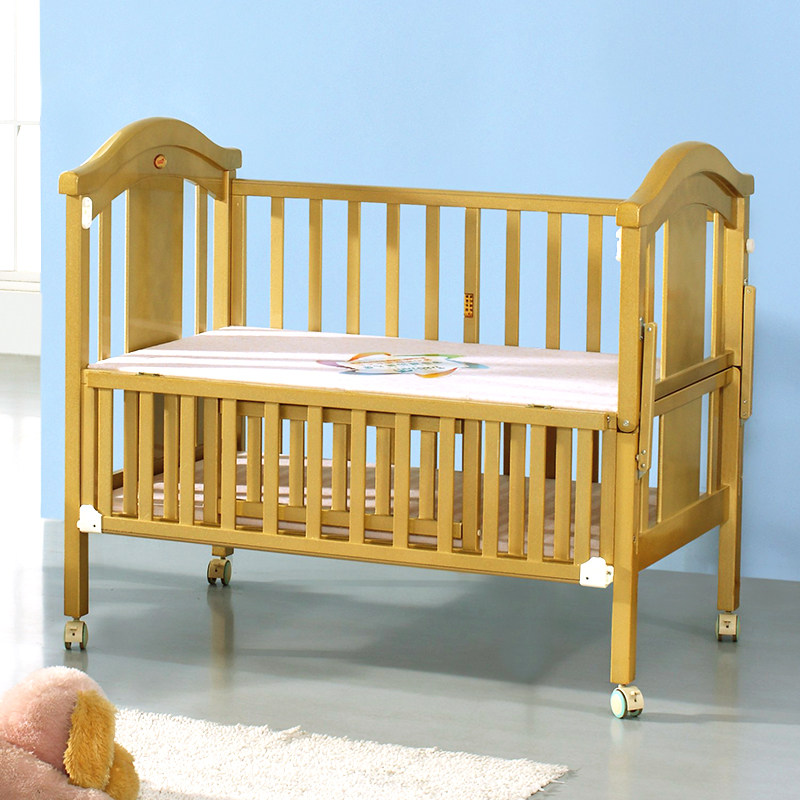 童乐湾土豪金婴儿床儿童摇床多功能实木婴儿床七彩摇篮婴儿床实木