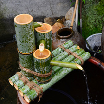  Fresh Nanzhu handmade three vertical running water bamboo chops base fish tank stone trough Bamboo running water filter