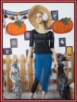Belly dance yoga original brand popular elastic cotton long body shoulder-less middle sleeve small top BD30