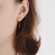 14K gold plated long ear line s925 sterling silver single ball gold ball ear line Hypoallergenic Korean version earrings
