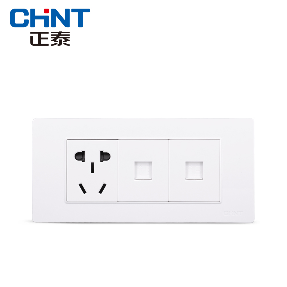Zhengtai NEW5D white three-in-one telephone computer network socket 118 wall switch socket panel