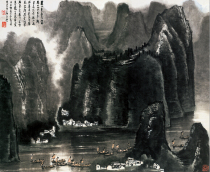 HD copy of famous calligraphy and painting Li Ke Yan Lijiang landscape 60-72cm