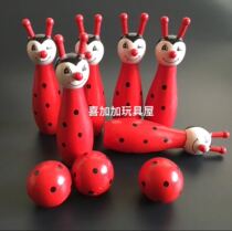 Wooden childrens bowling toy large multifunctional stacked music cartoon animal pattern wooden ball toy