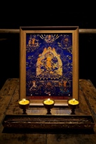 Boutique limited edition Xtreme color printing works Hot Gong Painting school Blue and gold Thangka Manjushri Bodhisattva table with photo frame