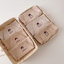 Korean ins baby cotton embroidery organic colored cotton gauze sweat towel baby child sweat towel kindergarten child