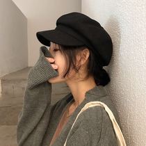 Hat female ins Korean version of tide octagonal hat autumn and winter New Joker round face suitable for British retro winter beret