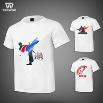 Daolang◎TEKWOO Taekwondo short-sleeved T-shirt pure cotton sweat-absorbing training leisure 3 into