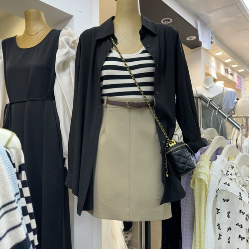 Южнокорейский весенний товар, цветная рубашка для отдыха, кардиган, 2023 года, в корейском стиле, высокий воротник