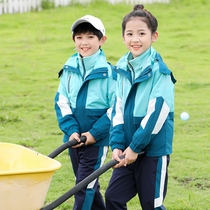 Primary school uniform sports suit autumn and winter assault suit three-piece class suit winter plus velvet thickened three-in-one detachable