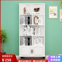 Movable bookcase with wheel dustproof bookcase storage cabinet Free combination bookcase space-saving floor-to-ceiling locker with door