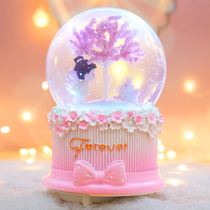 Music crystal ball girl childrens birthday gift snow Music Box rotating glass ball music box night light ornaments