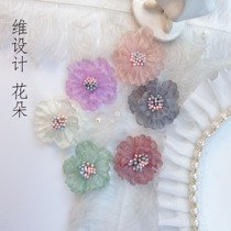 sha hua clothes and hat shoe flower headdress clothes waist decoration flowers organza stereo