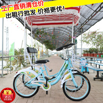 Net red 22 inch row double couple bicycle four-wheeled sightseeing car Parent-child one-wheel adult brand