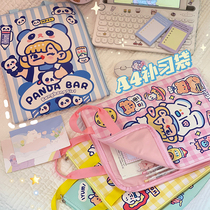 Korean girl heart paper bag test bag cute cartoon creative tablet computer bag student remedial bag briefcase