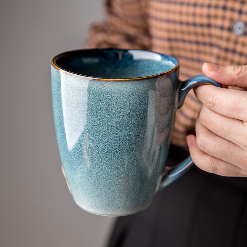 悠瓷 窑变陶瓷水杯个性家用马克杯北欧复古茶杯咖啡杯办公室杯子