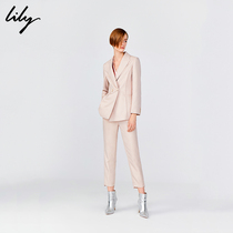 Lily 2020 spring new style women's makings waist closing fit suit coat straight bobbin pants casual suit pants suit