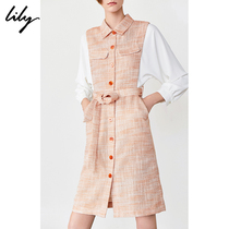 Lily 2020 spring new women's heart spliced single breasted lace up high waist dress shirt suit coat