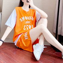 Hip Hop Fashion Sports Suit Women 2022 Summer Parquet Shorts Shorts Two Sets Casual Loose Foreign Air Running