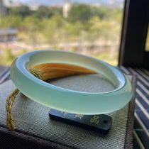 Primary color lake green chalcedony round bracelet Ice species hydrated light green agate bracelet womens wild jade color bracelet