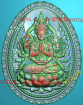 Carved figure jdp gray scale figure bmp relief figure Jade carving figure oval eight patron saints thousand hands Guanyin