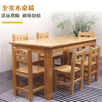 Kindergarten solid wood tables and chairs Childrens desks Household students learn to write set tables Baby game toy tables